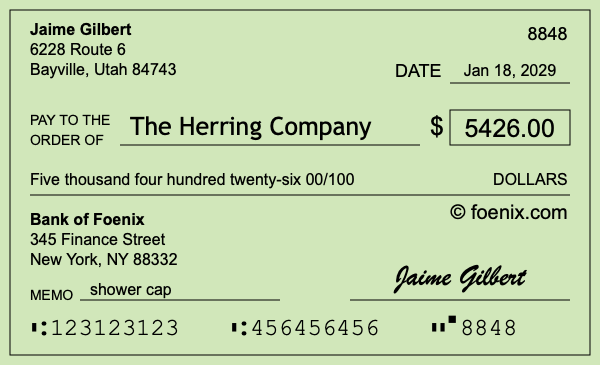 How to write a check for $5,426