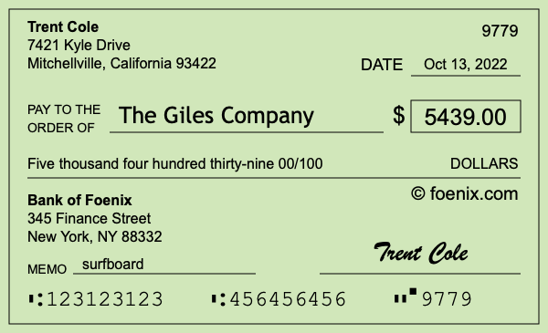 How to write a check for $5,439