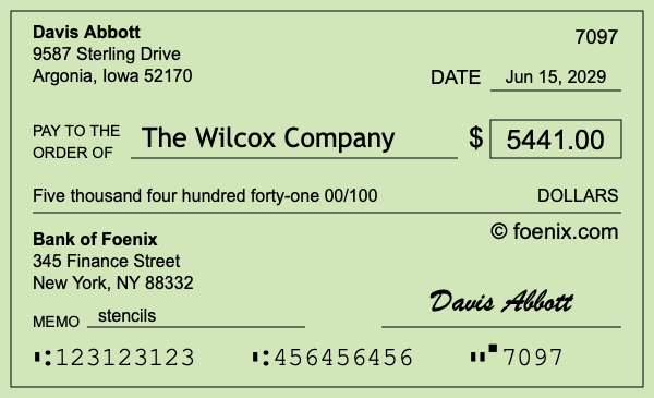 How to write a check for $5,441