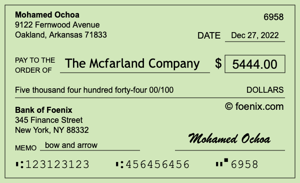 How to write a check for $5,444