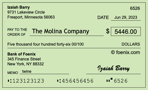 How to write a check for $5,446
