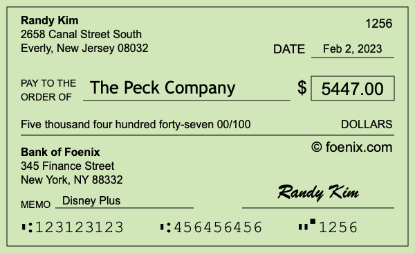 How to write a check for $5,447