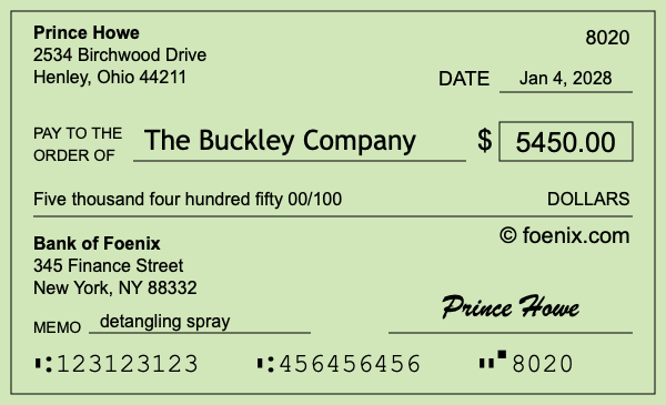 How to write a check for $5,450