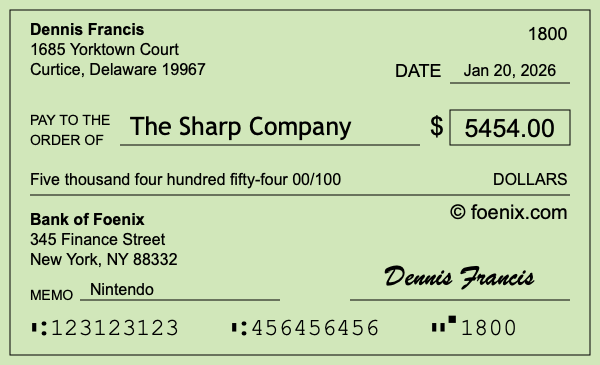 How to write a check for $5,454