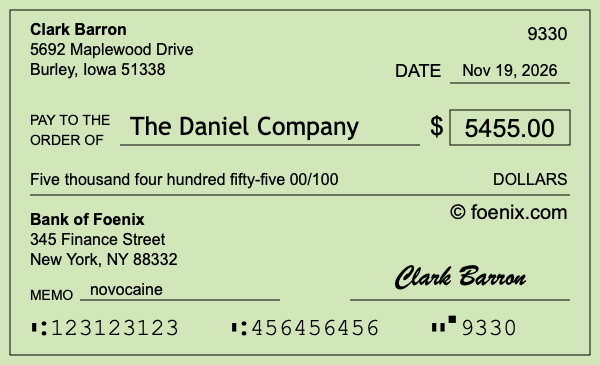 How to write a check for $5,455