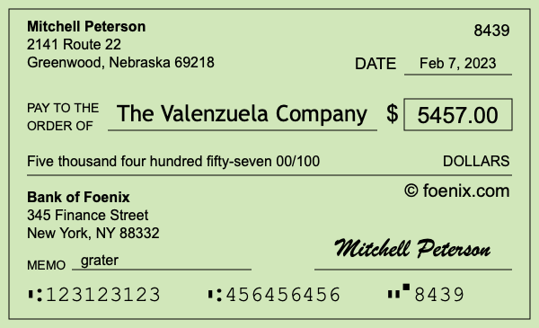 How to write a check for $5,457