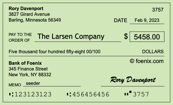 How to write a check for $5,458