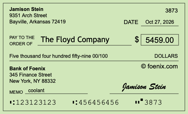 How to write a check for $5,459