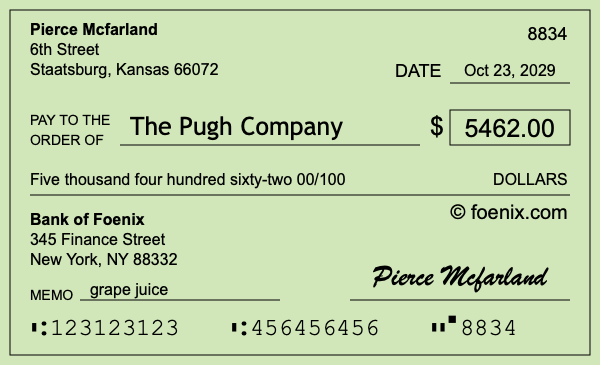 How to write a check for $5,462