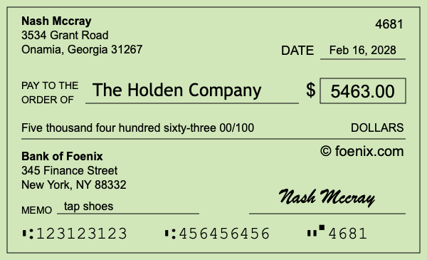 How to write a check for $5,463