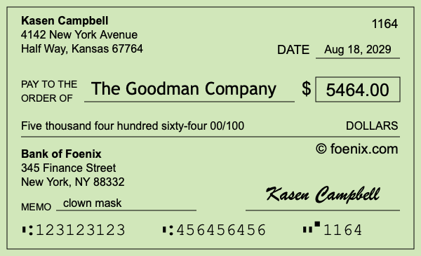How to write a check for $5,464