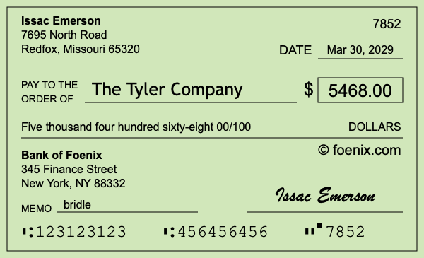 How to write a check for $5,468