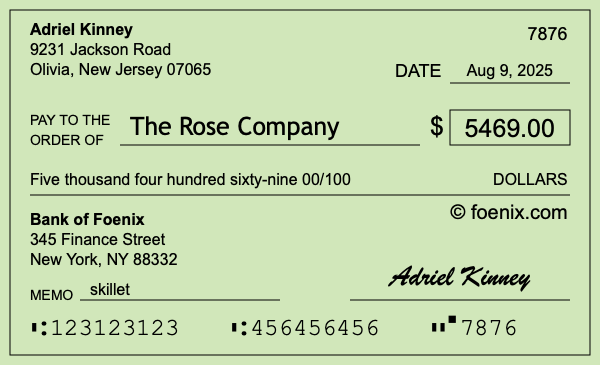 How to write a check for $5,469