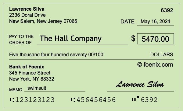 How to write a check for $5,470
