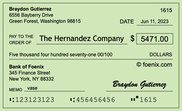 How to write a check for $5,471