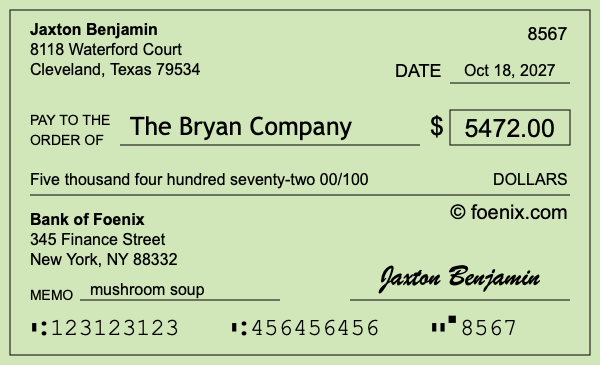 How to write a check for $5,472