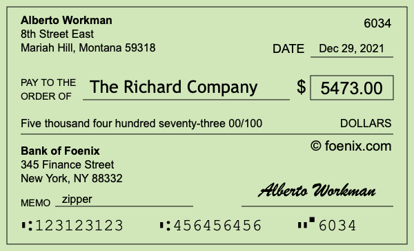 How to write a check for $5,473