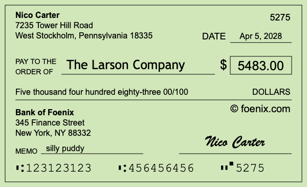 How to write a check for $5,483
