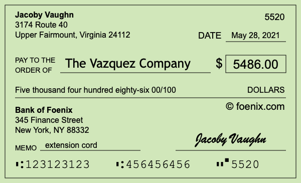 How to write a check for $5,486
