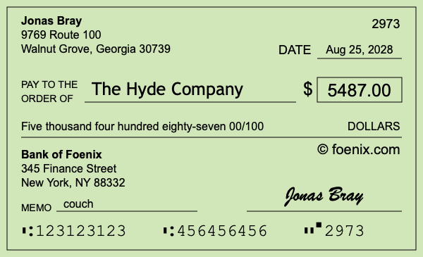 How to write a check for $5,487