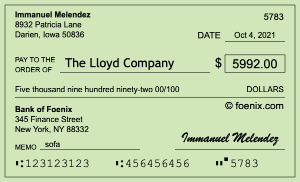 How to write a check for $5,992