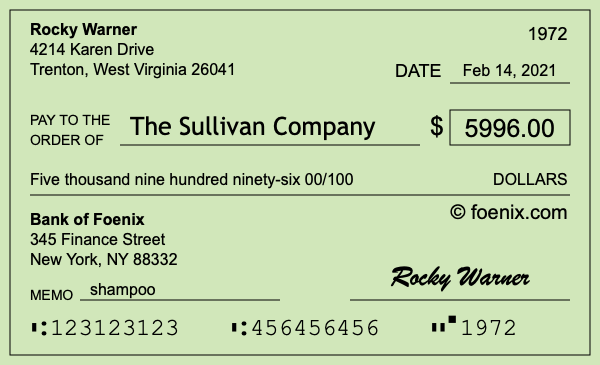How to write a check for $5,996