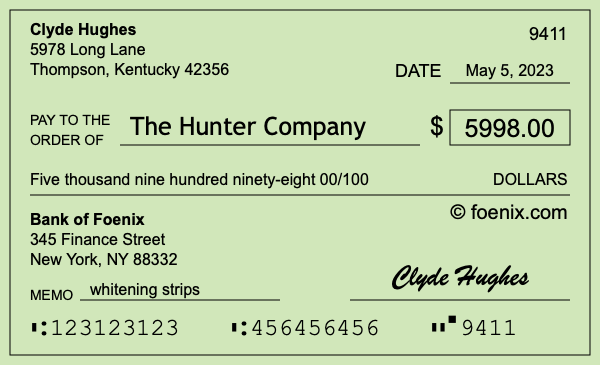 How to write a check for $5,998