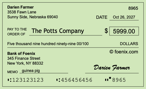 How to write a check for $5,999