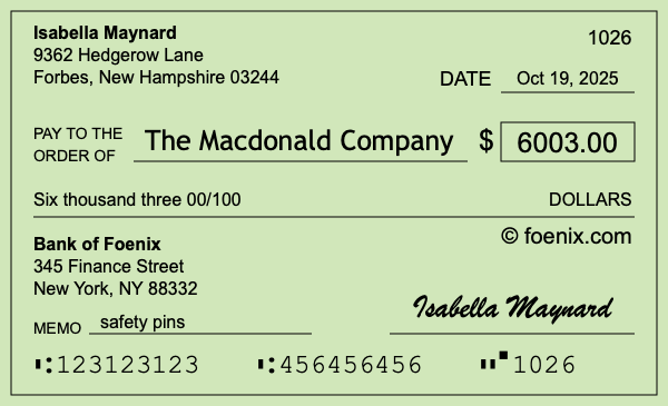 How to write a check for $6,003