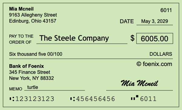 How to write a check for $6,005