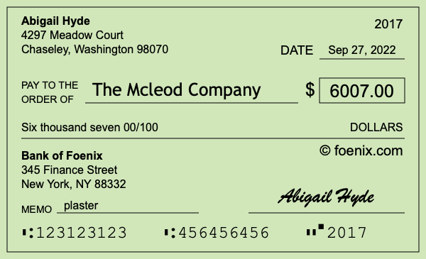 How to write a check for $6,007