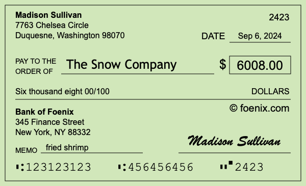 How to write a check for $6,008