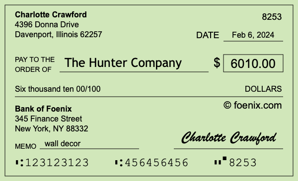 How to write a check for $6,010