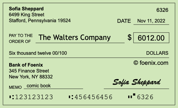 How to write a check for $6,012