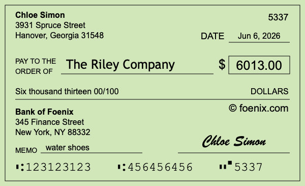 How to write a check for $6,013