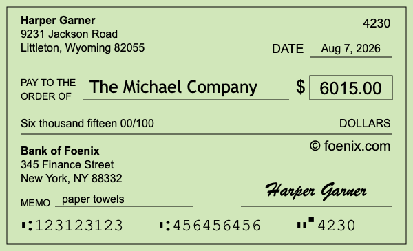 How to write a check for $6,015
