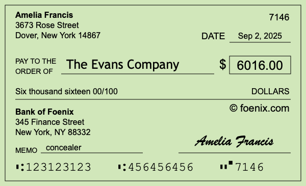 How to write a check for $6,016