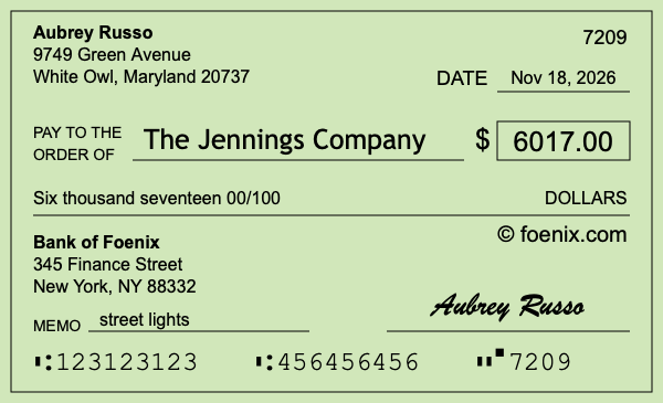 How to write a check for $6,017