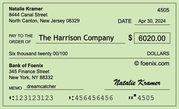 How to write a check for $6,020