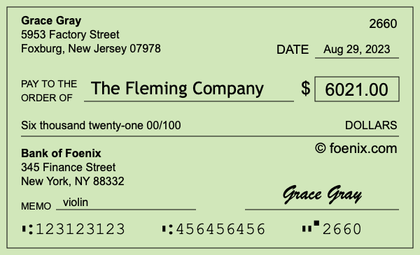 How to write a check for $6,021