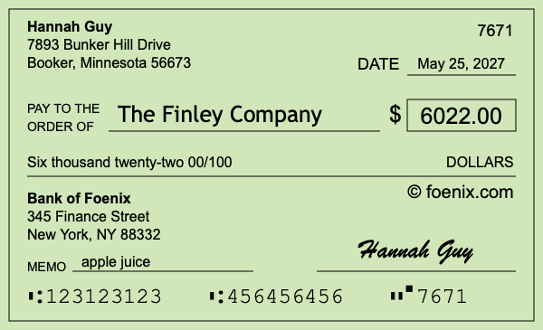 How to write a check for $6,022