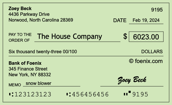 How to write a check for $6,023