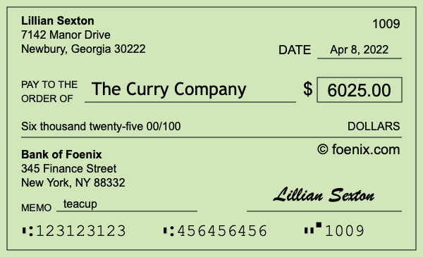 How to write a check for $6,025