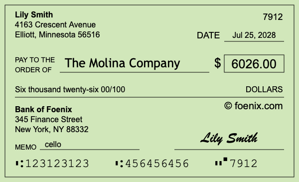 How to write a check for $6,026