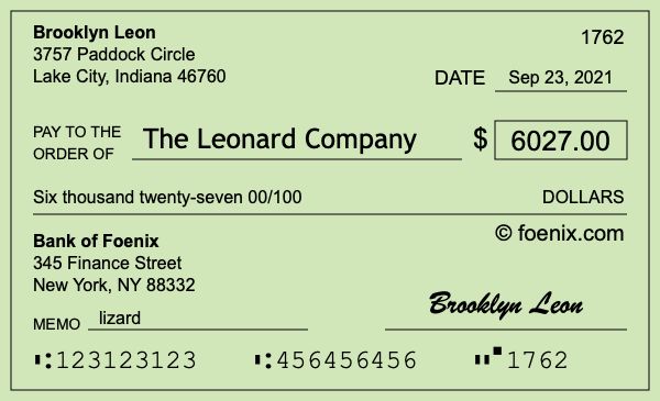 How to write a check for $6,027