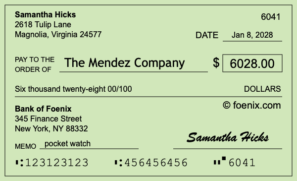 How to write a check for $6,028