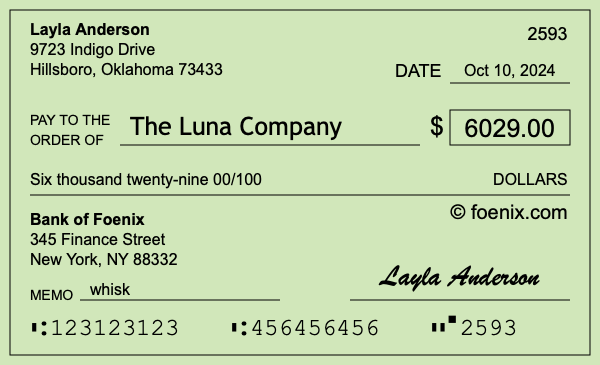 How to write a check for $6,029