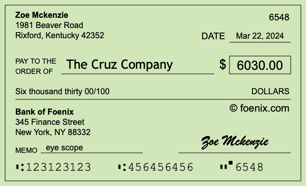 How to write a check for $6,030