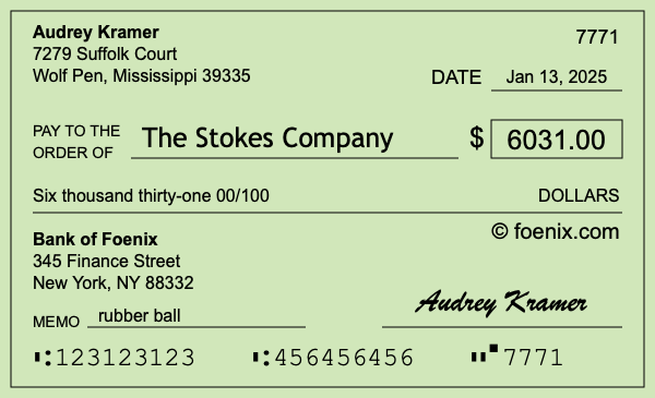 How to write a check for $6,031