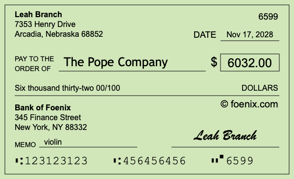 How to write a check for $6,032